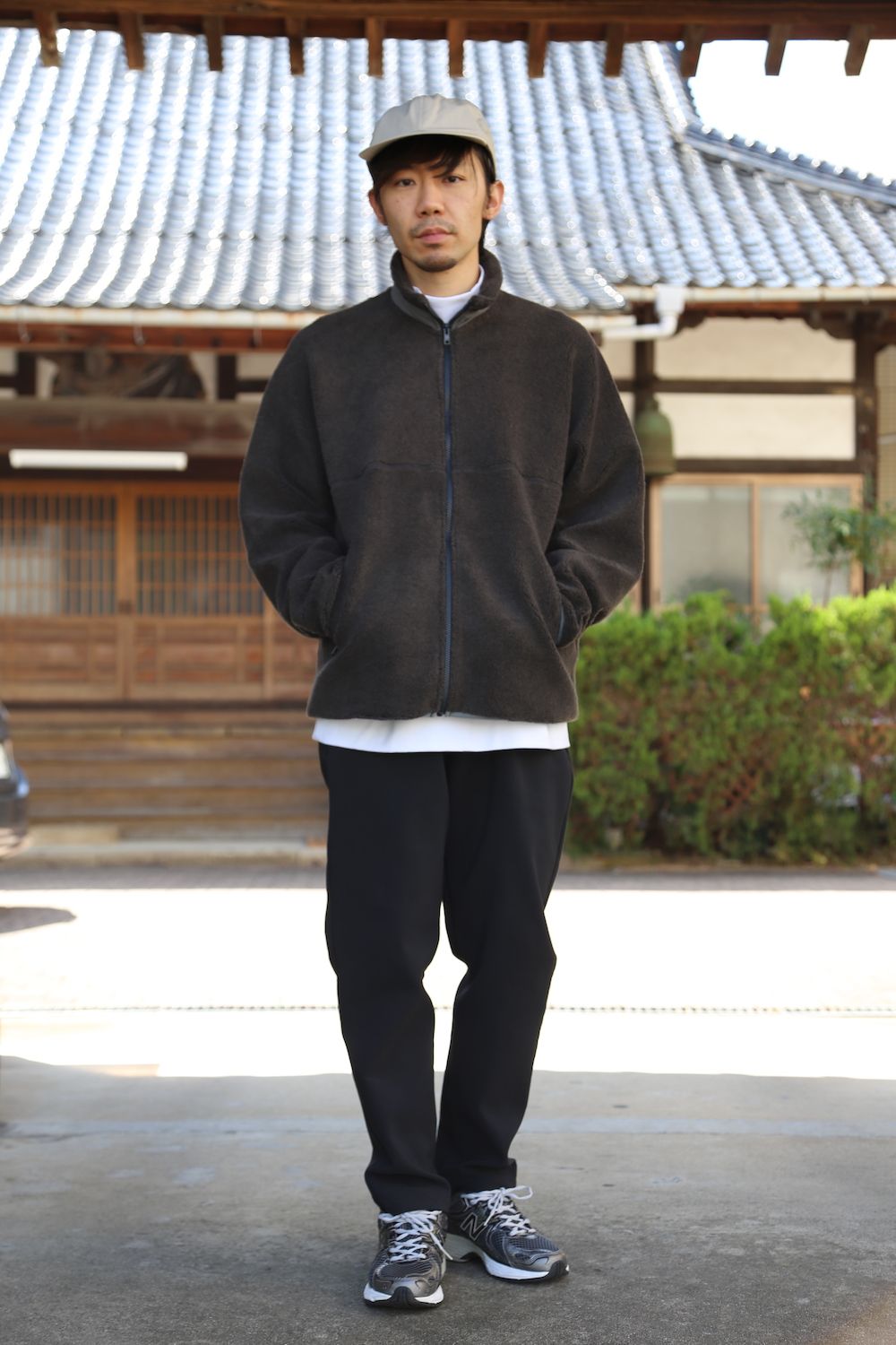 グラフペーパー　Graphpaper Wool Boa Zip-Up フリース身幅約64cm