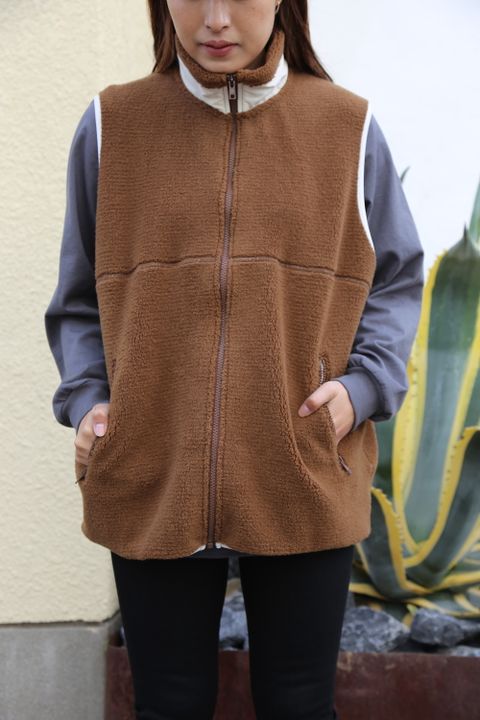 Graphpaper Wool Boa Zip-Up Vest"CAMEL"Style.2020.12.14.