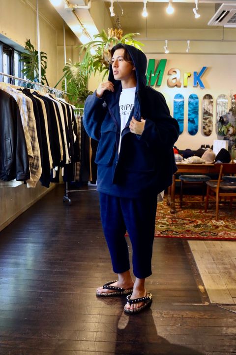 S.F.C 新作FLEECE HOODIE JACKET"NAVY"スタイル