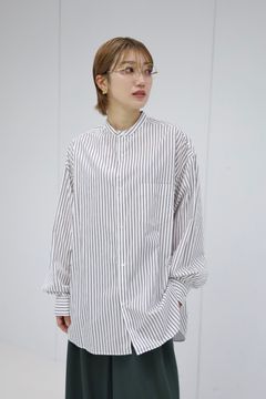 グラフペーパー 25AW SIDOGRAS Stripe L/S Oversized Band Collar Shirt(GM254-50026STB])BROWN STRIPE☆10月25日(土)発売！