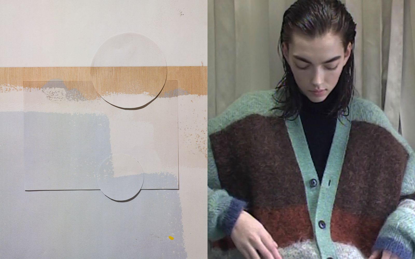 ヨーク23AW MOHAIR BORDER CARDIGAN(YK23FW0571S)BROWN