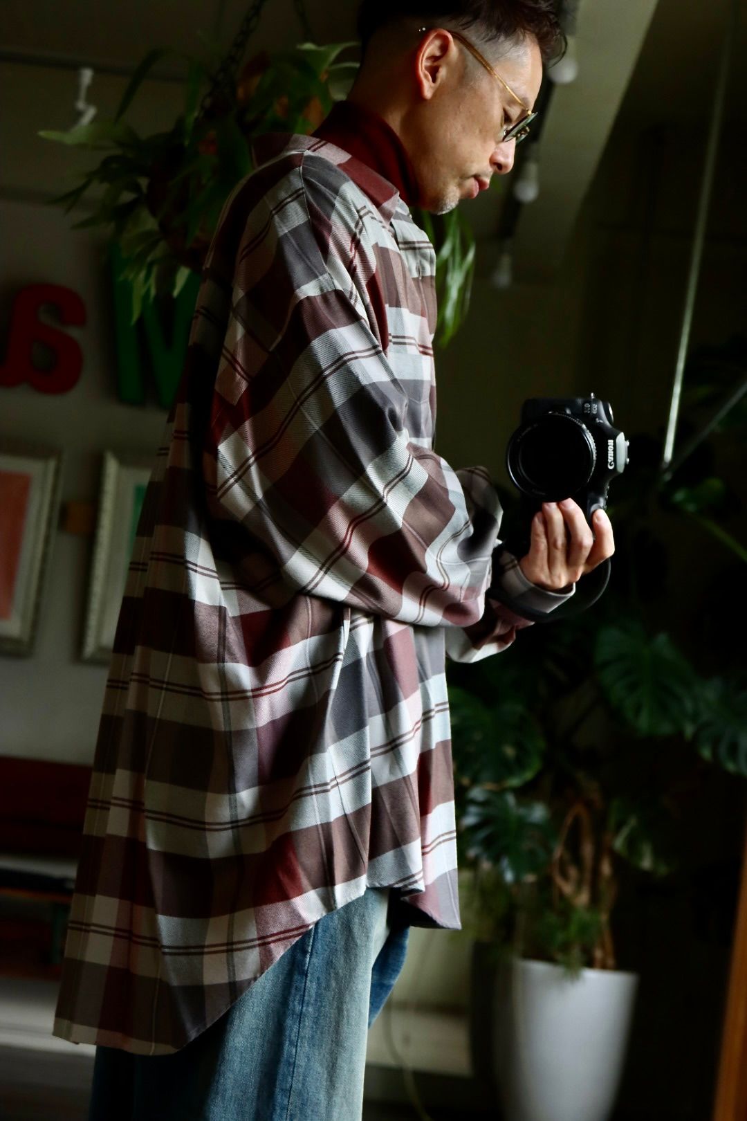 Graphpaper 22AW Viscose Check Oversized B.D. Shirtスタイル.2022.8