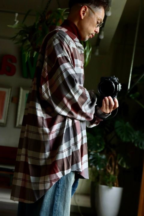 Graphpaper 22AW Viscose Check Oversized B.D. Shirtスタイル.2022.8.13.