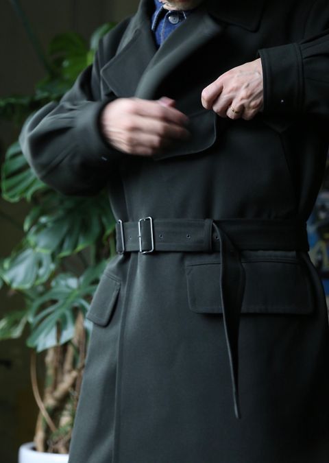 blurhms Wool Surge Motorcycle Coat "KHAKI GREY"style.8.13.