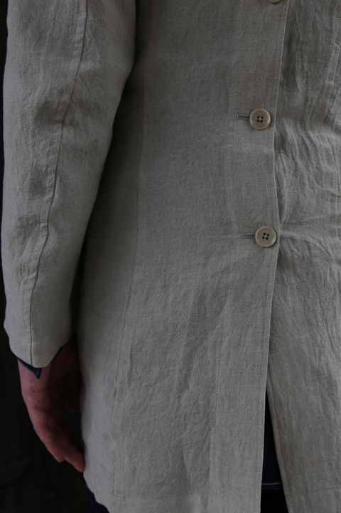 Yohji Yamamoto N-襟なし左身釦あきリネンジャケットstyle.2021.3.17.