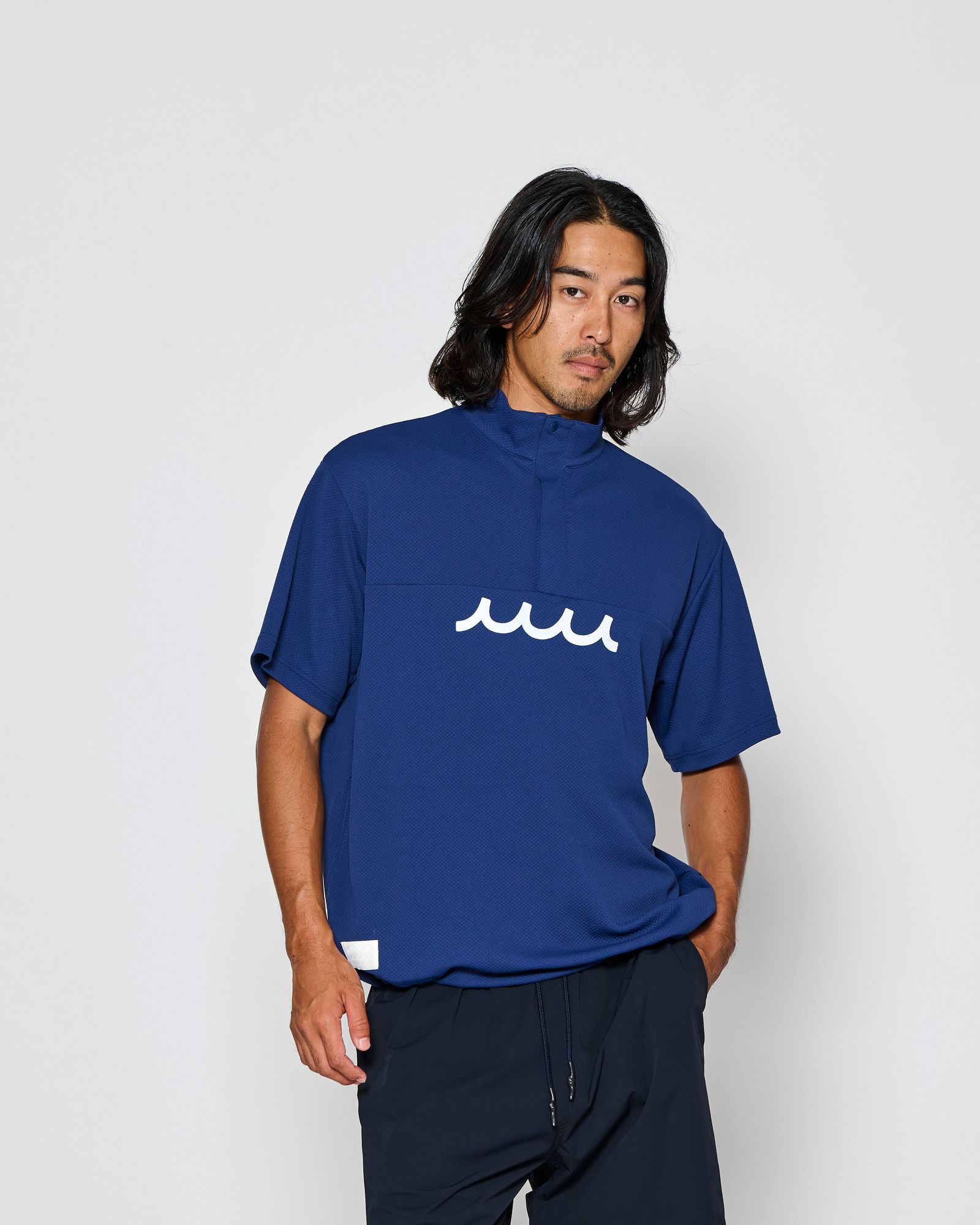 ☆先行予約☆muta MARINE × ACANTHUS  / スタンドカラーS/Sトップ /  Stand Collor S/S Top / NAVY【MA2709】