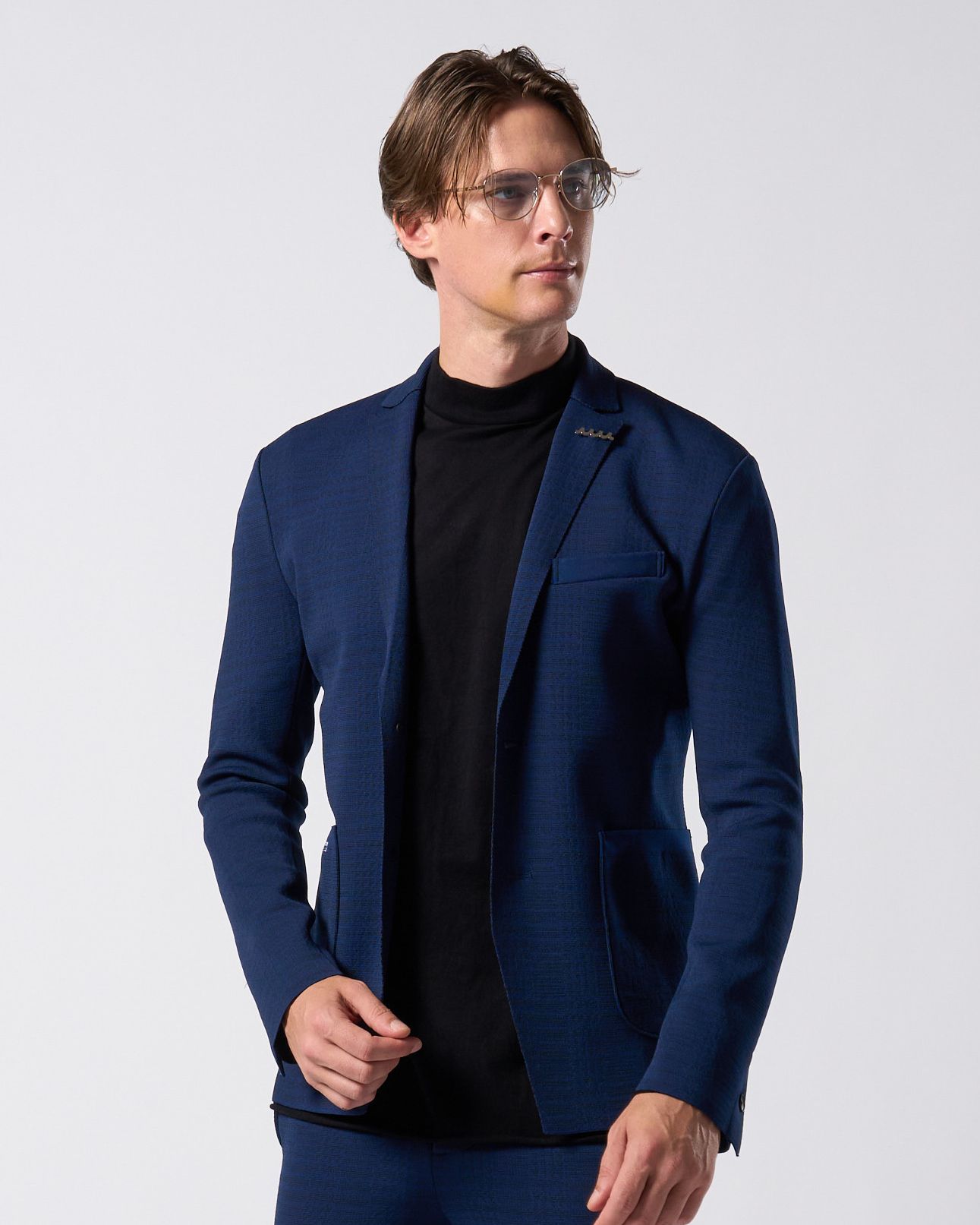 ☆先行予約☆ muta × wjk  / ニットジャケット / function knit jacket (jacquard check) / NAVY CHECK [207 mw08j]