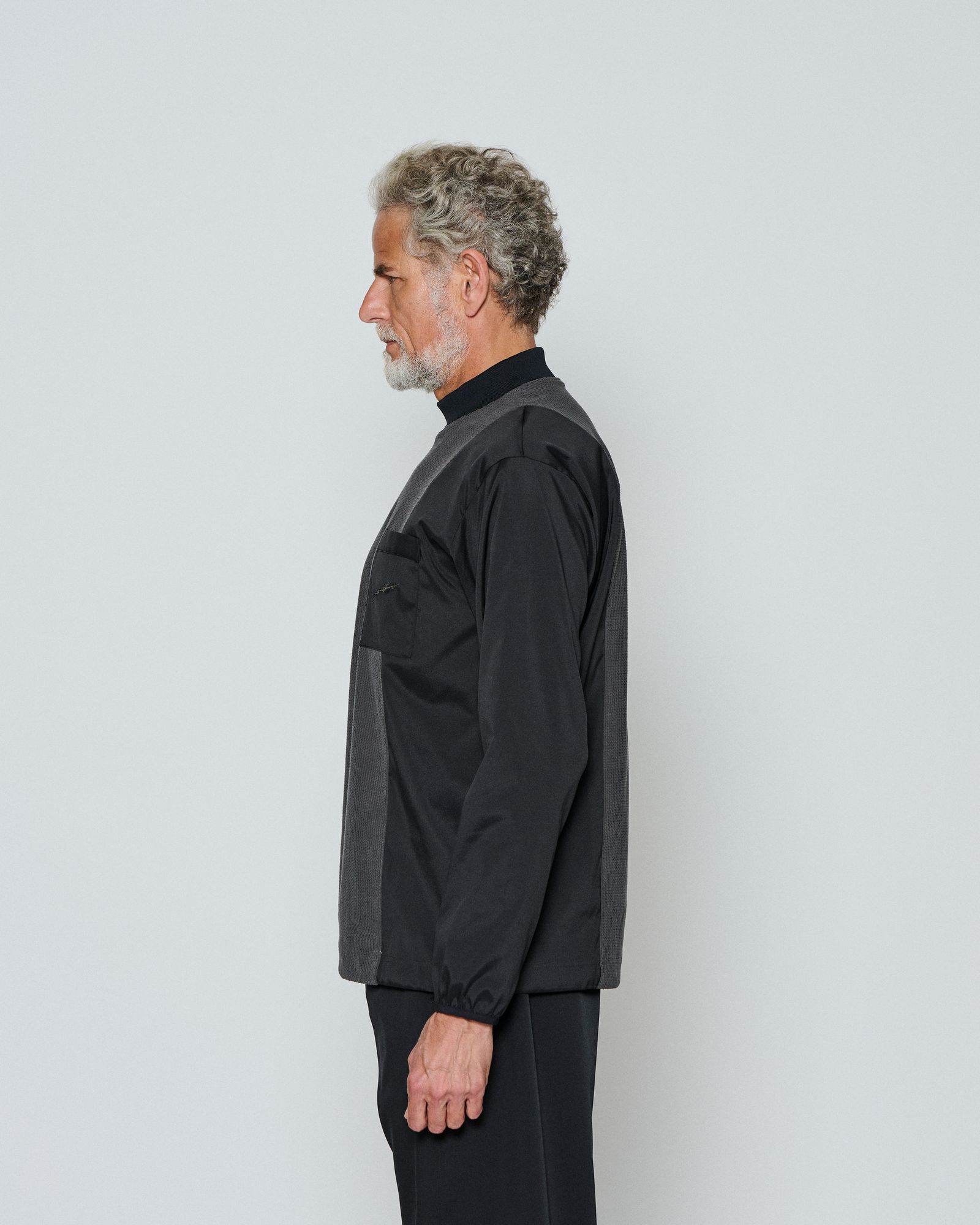 ☆先行予約☆  モックネックL/Sトップ / Split Mockneck L/S Top / CHARCOAL(BODY) BLACK(ARM)【CT2609】