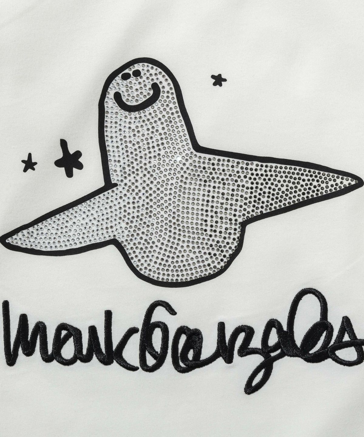 1PIU1UGUALE3 RELAX × Mark Gonzales / グラデーションラインストーンロングTシャツ / ホワイト【UST-26016】