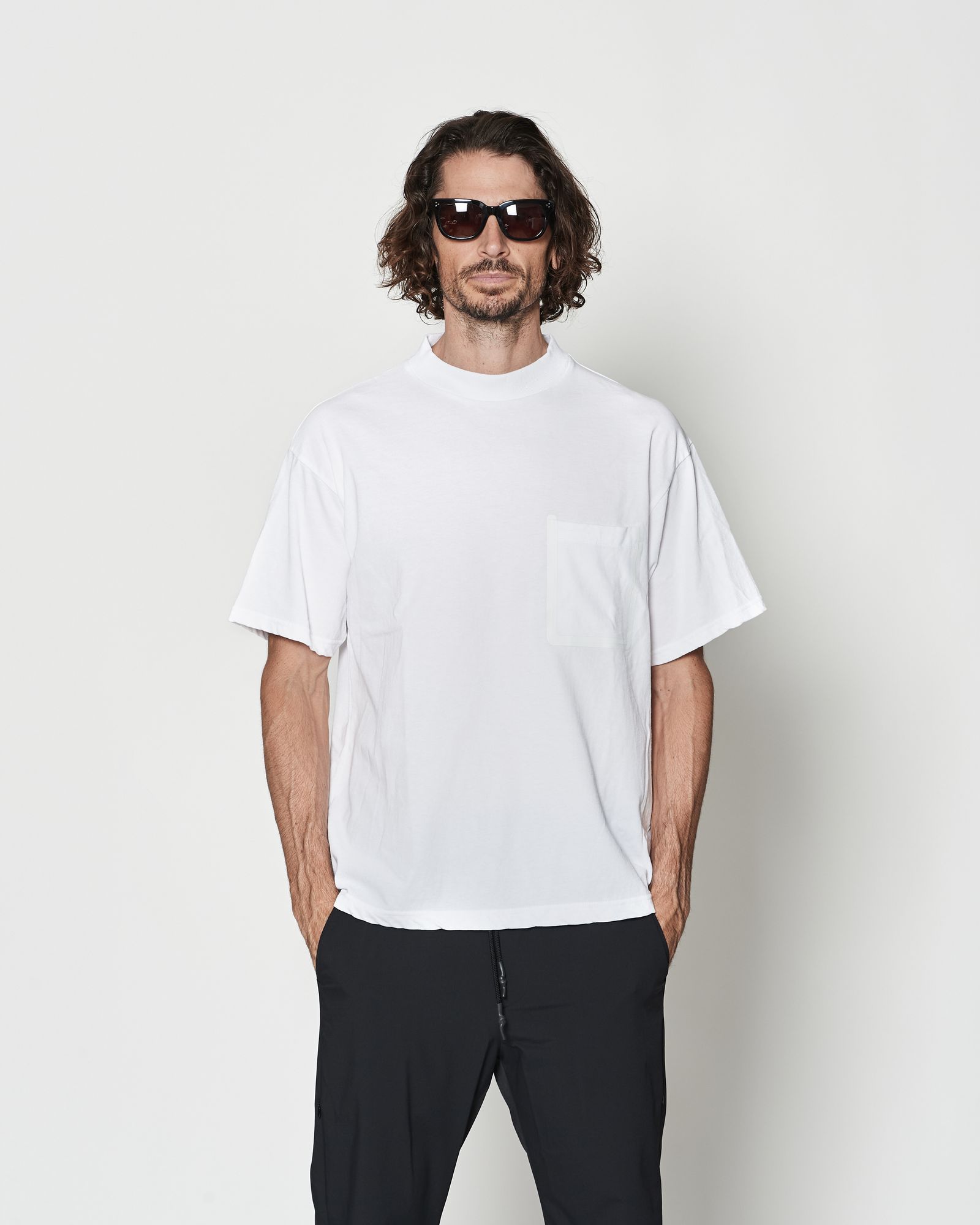 ☆先行予約☆ モックネックポケットTシャツ  / Mock Neck Pocket Tee / WHITE 【CT2608】