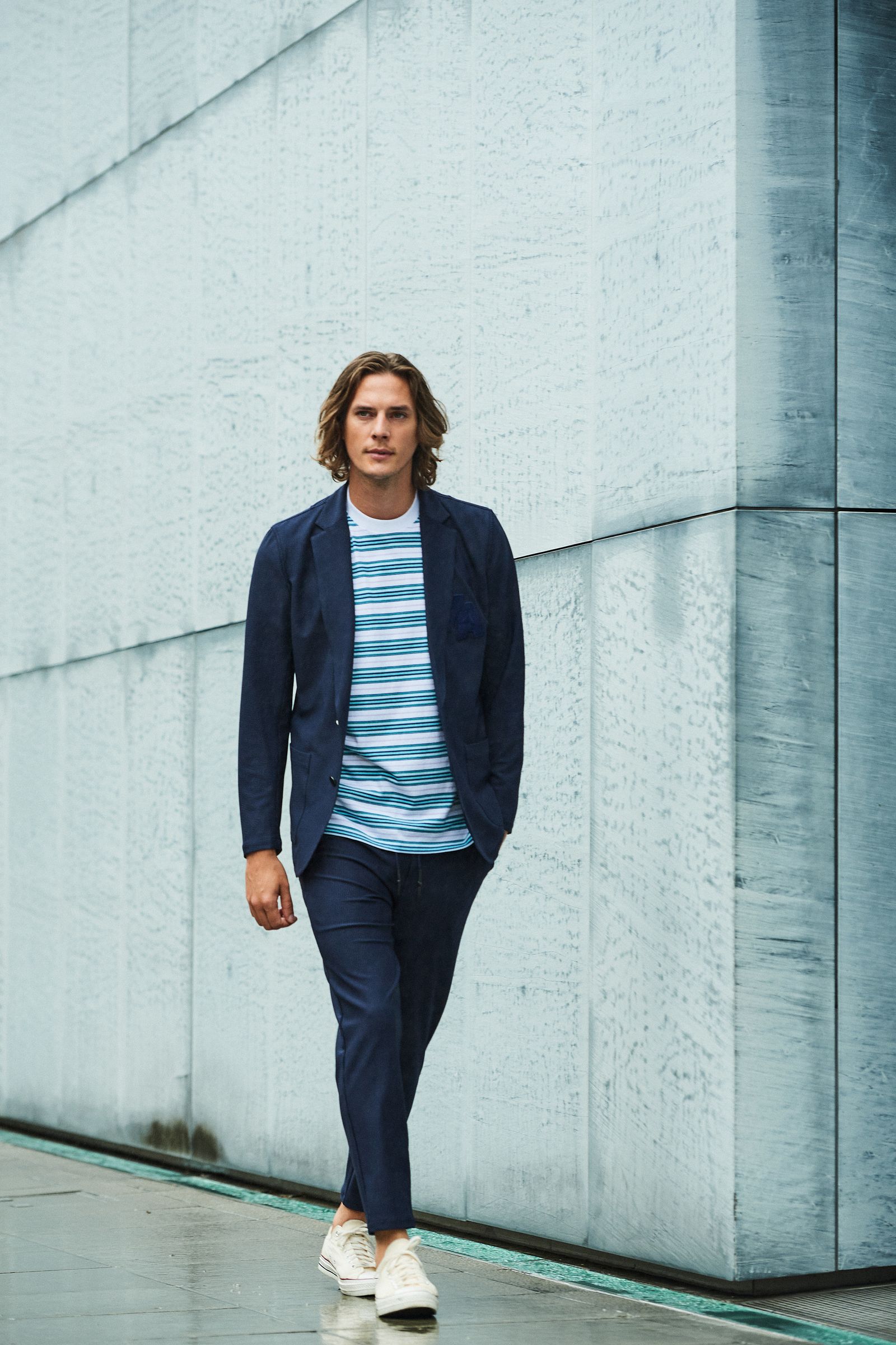 ACANTHUS x muta MARINE / muta  Stretch Seersucker Tailored JKT / シアサッカージャケット / NAVY / MA2401