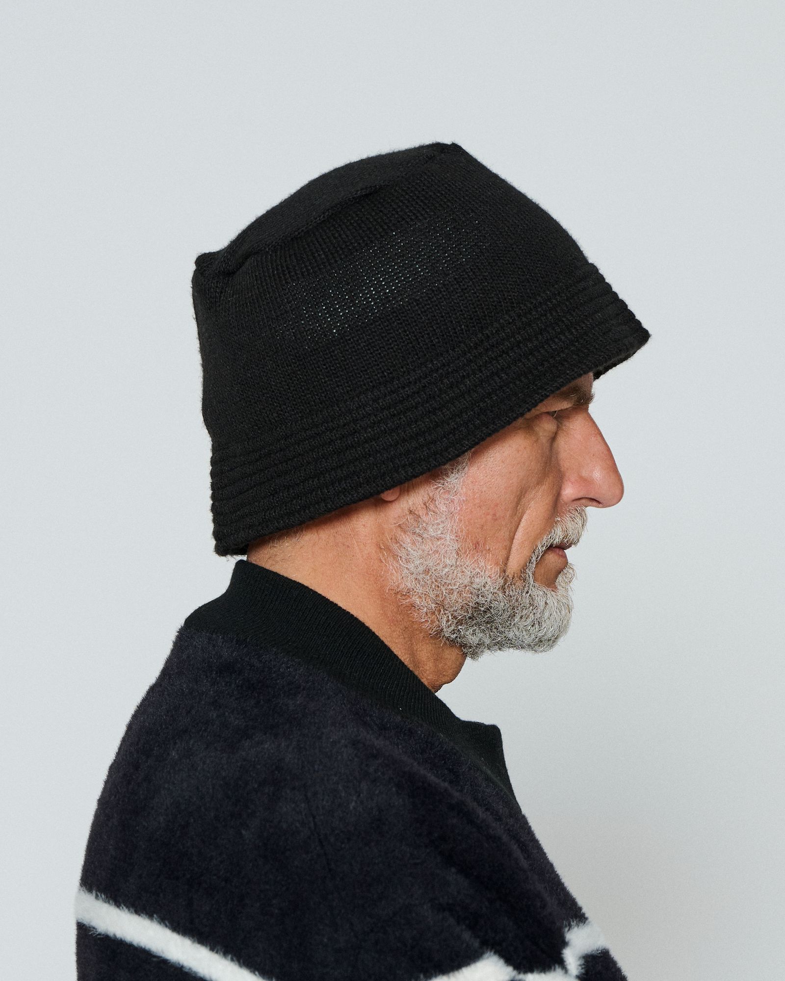 ☆先行予約☆ muta MARINE × ACANTHUS / ニットバケットハット / Wave Logo Knit Bucket Hat / BLACK 【MA2665】