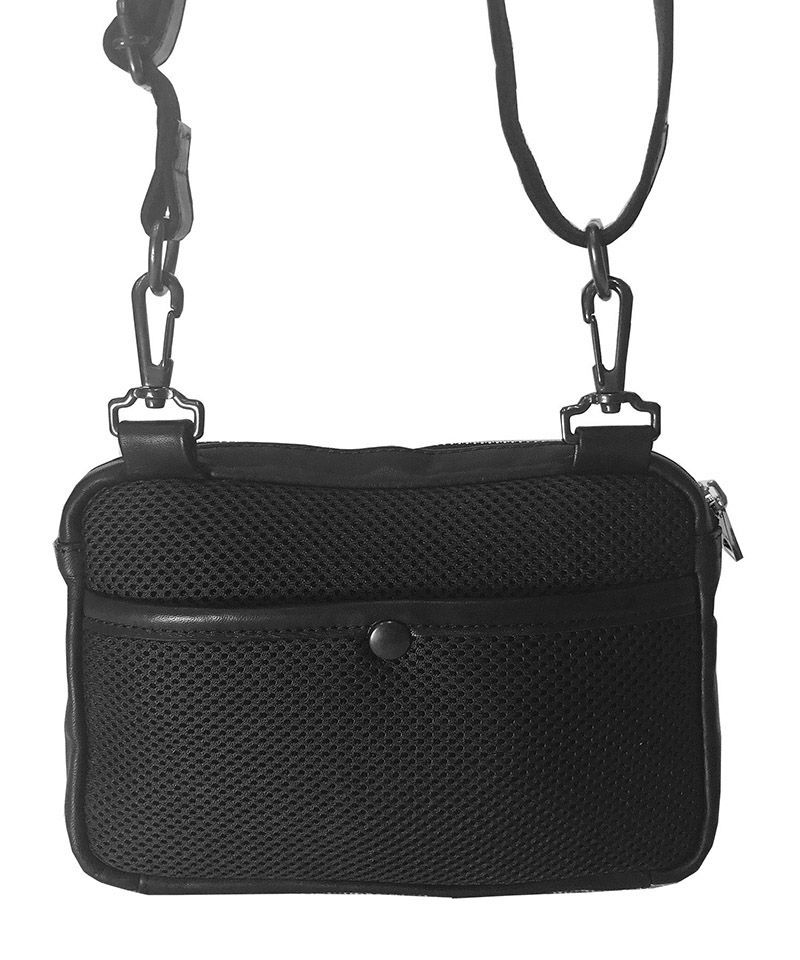 オイルドカウレザー・ミニショルダーポーチバッグ / Oiled Cow Leather Mini Shoulder Bag BLACK