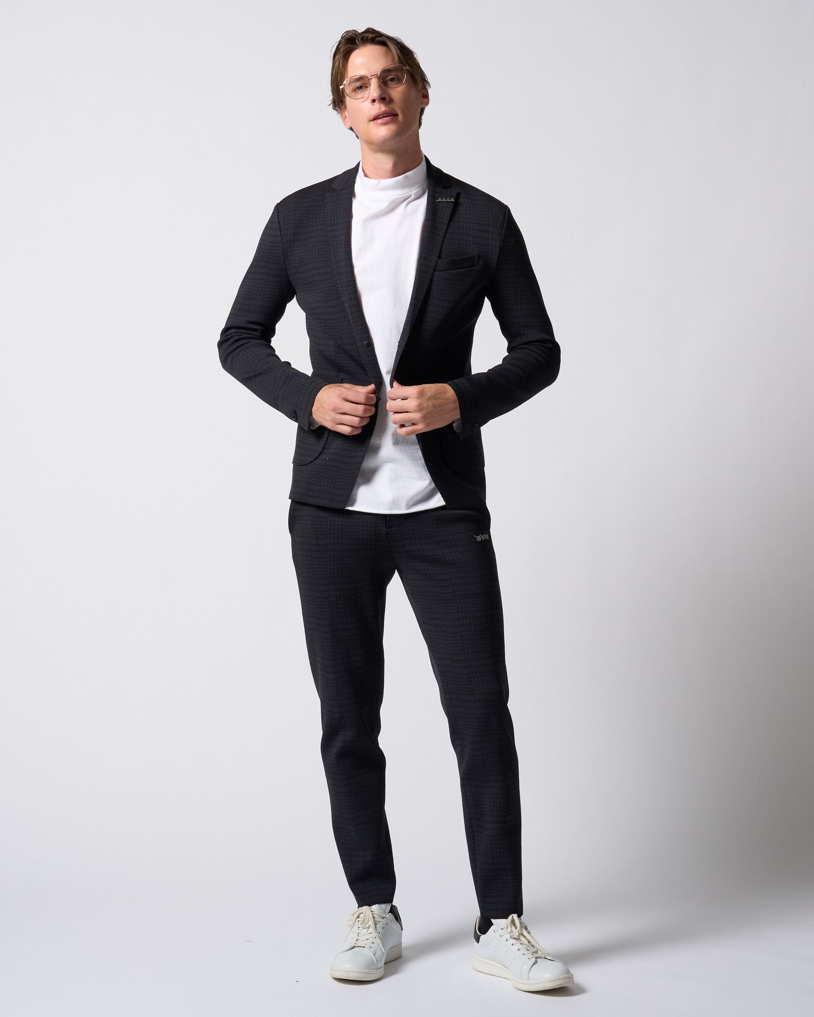 ☆先行予約☆ muta × wjk  / ニットイージースラックス / function knit easy slacks(jacquard check) / BLACK CHECK [504 mw08j]