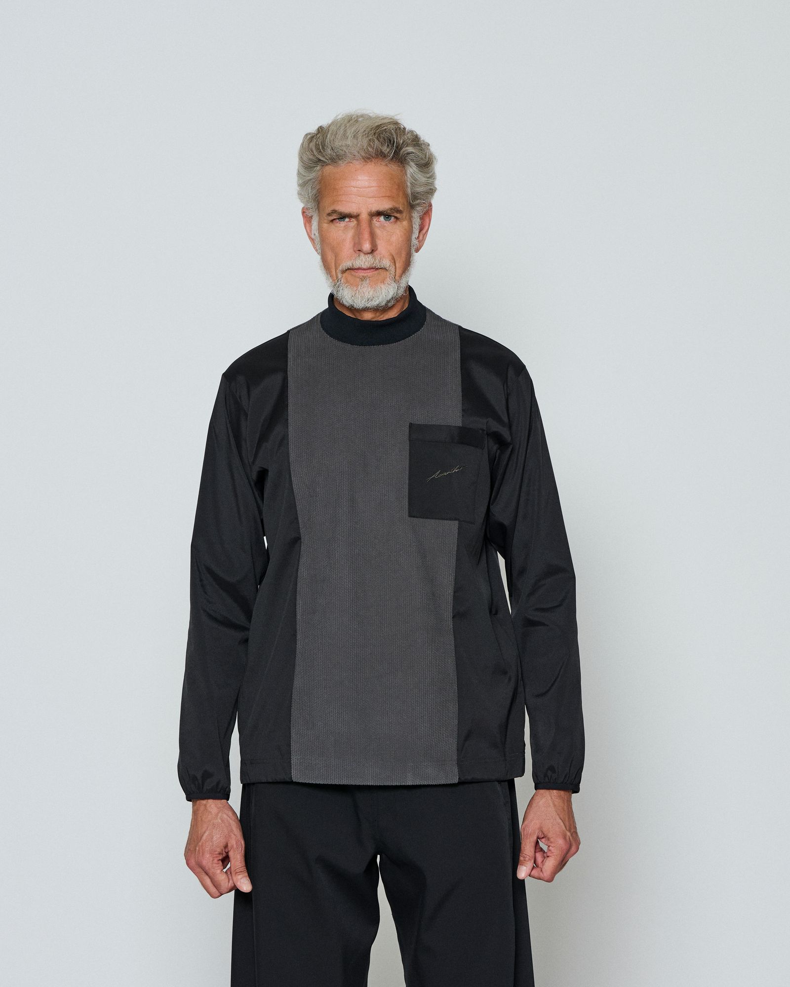 ☆先行予約☆  モックネックL/Sトップ / Split Mockneck L/S Top / CHARCOAL(BODY) BLACK(ARM)【CT2609】