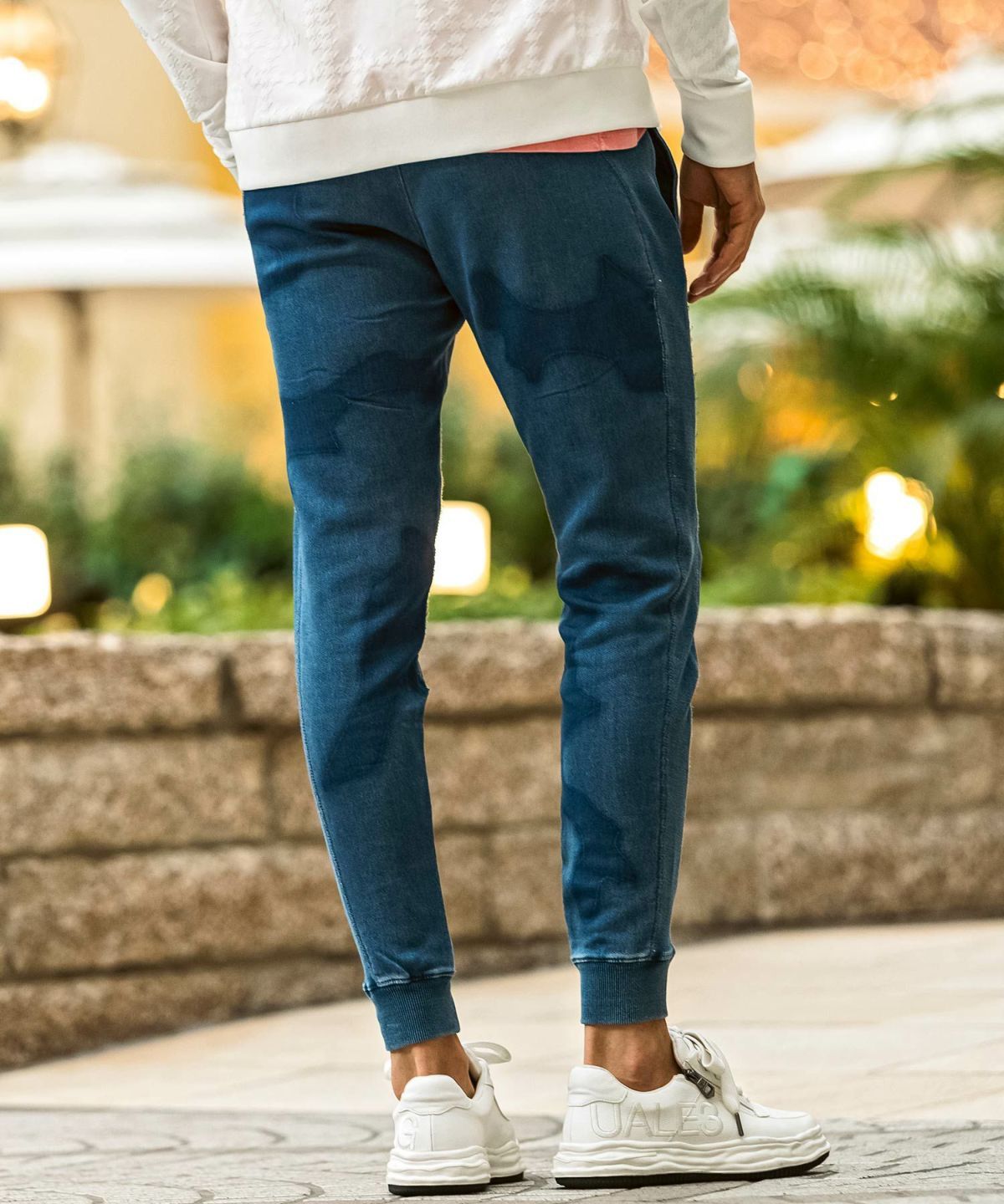 カモ柄ジョグデニムパンツ / インディゴ【USB-26060】