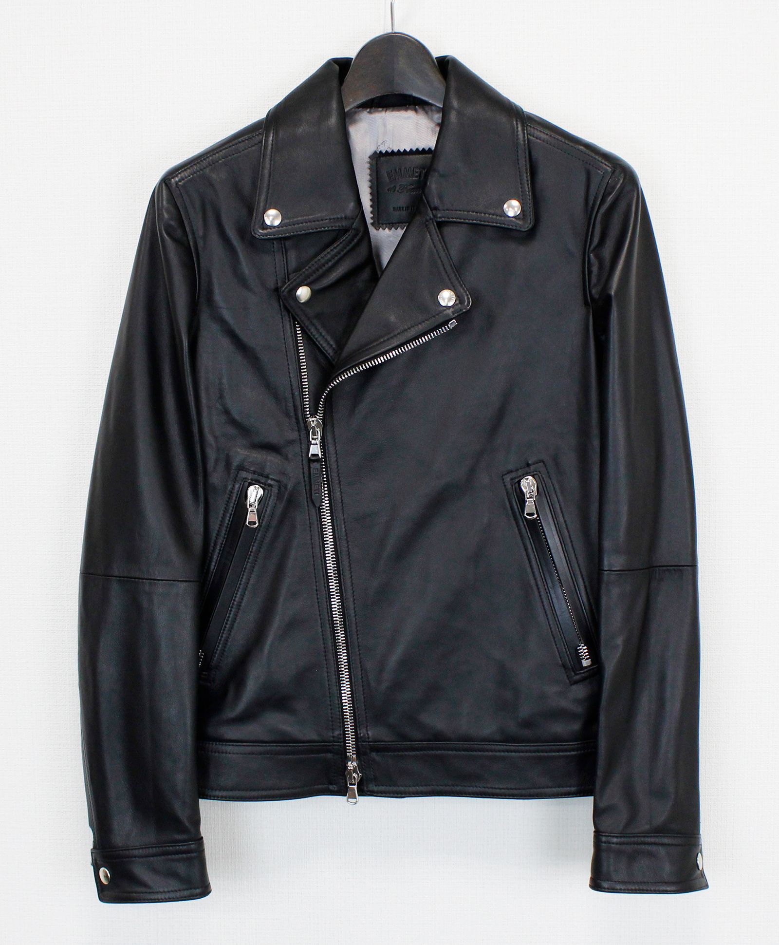 メンズ ラムナッパレザー ダブルライダースジャケット/ BIKER JACKET IN LAMBSKIN NAPPA / GABRIELE /  NERO - 46