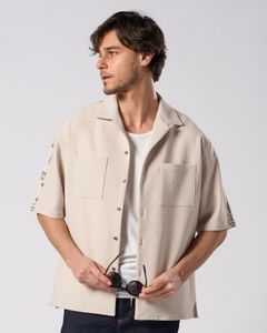 ☆先行予約☆ バンダナプリントパネルオープンカラーシャツ /  bandana print panel open shirt / BEIGE [4401 pe48i]