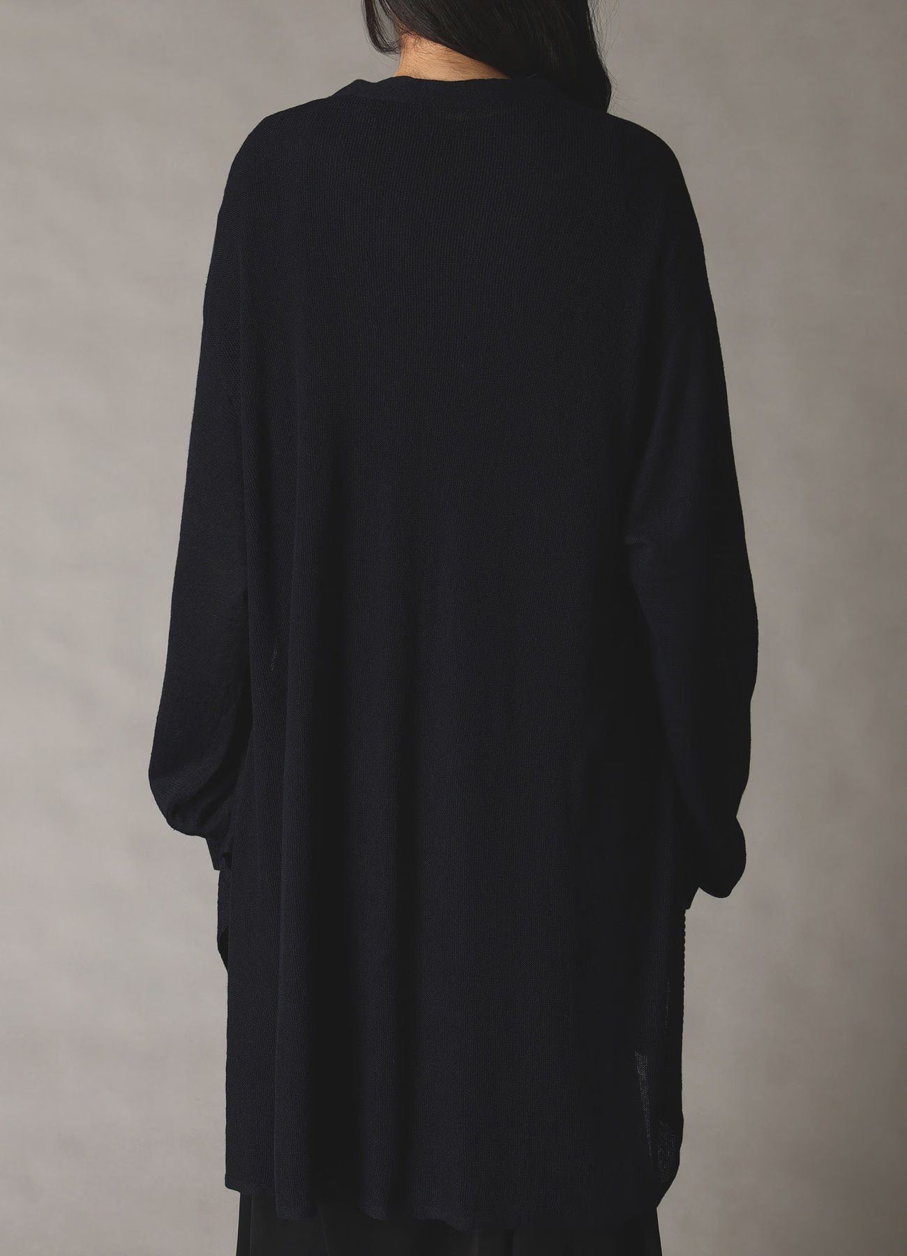 LINEN BIG CARDIGAN / BLACK [GK-K06-360-2]