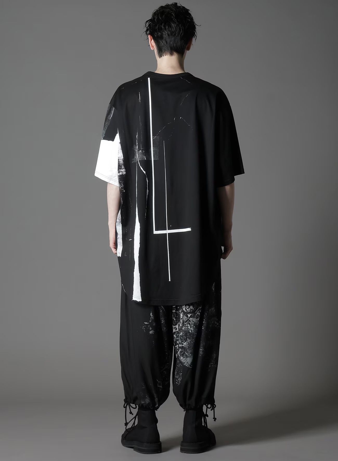 COTTON JERSEY TORN PATTERN HEM ROUND JUMBO T-SHIRT SHORT SLEEVES / WHITE [GP-T05-008-1]