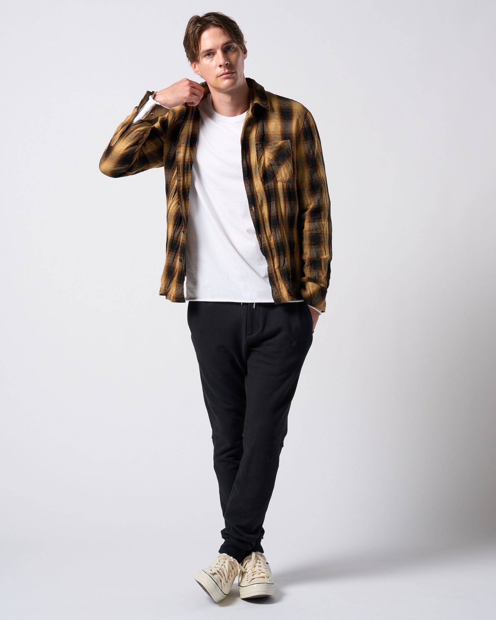☆先行予約☆ muta × wjk  / シワ加工チェックシャツ / twist wrinkle check shirt / YELLOW CHECK [401 mw10j]