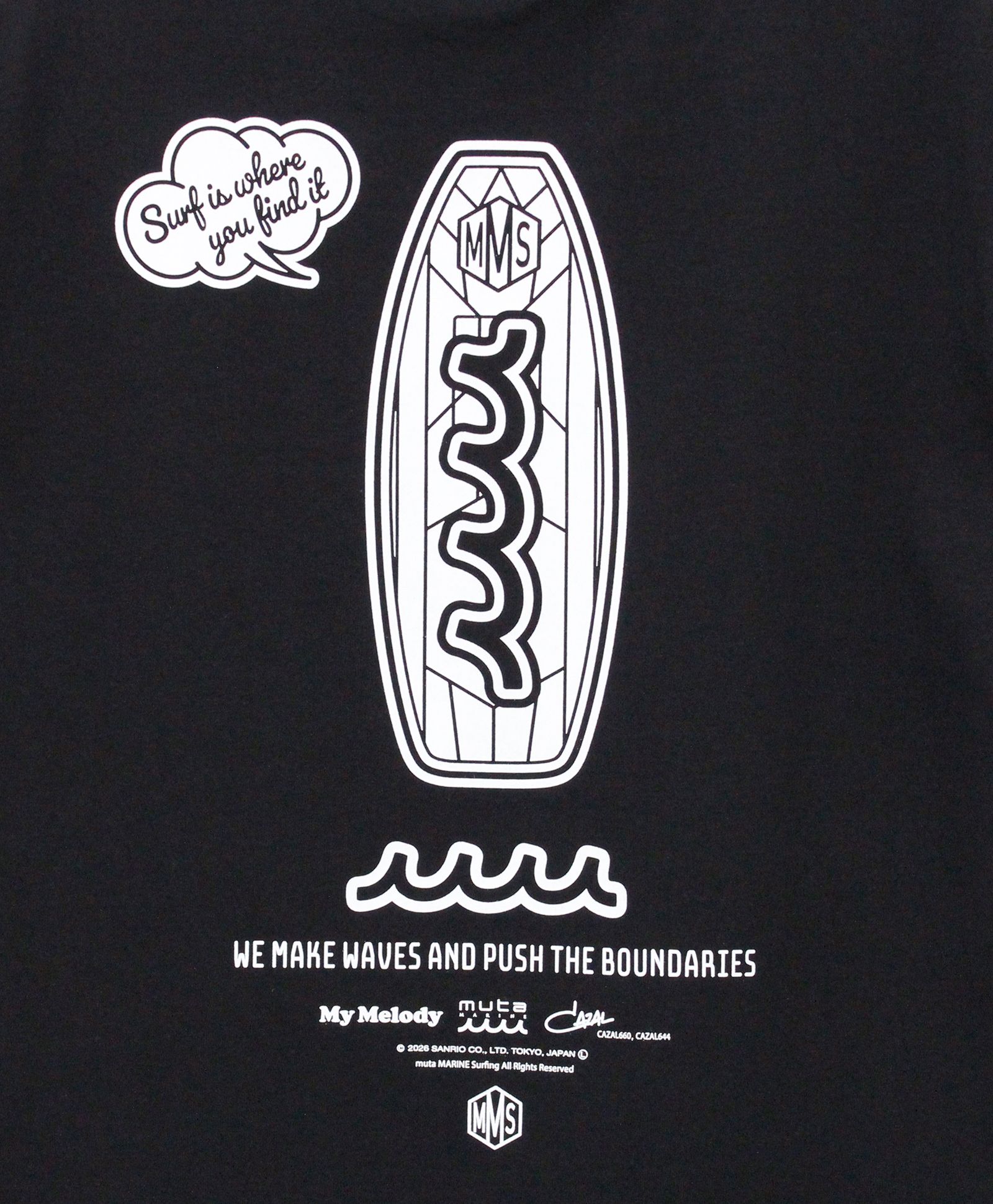 My Melody × muta MARINE SURFING ストレッチロングスリーブTシャツ / ブラック [MMMP-434771]
