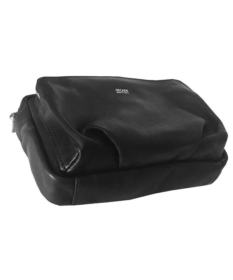 オイルドカウレザー・ミニショルダーポーチバッグ / Oiled Cow Leather Mini Shoulder Bag BLACK