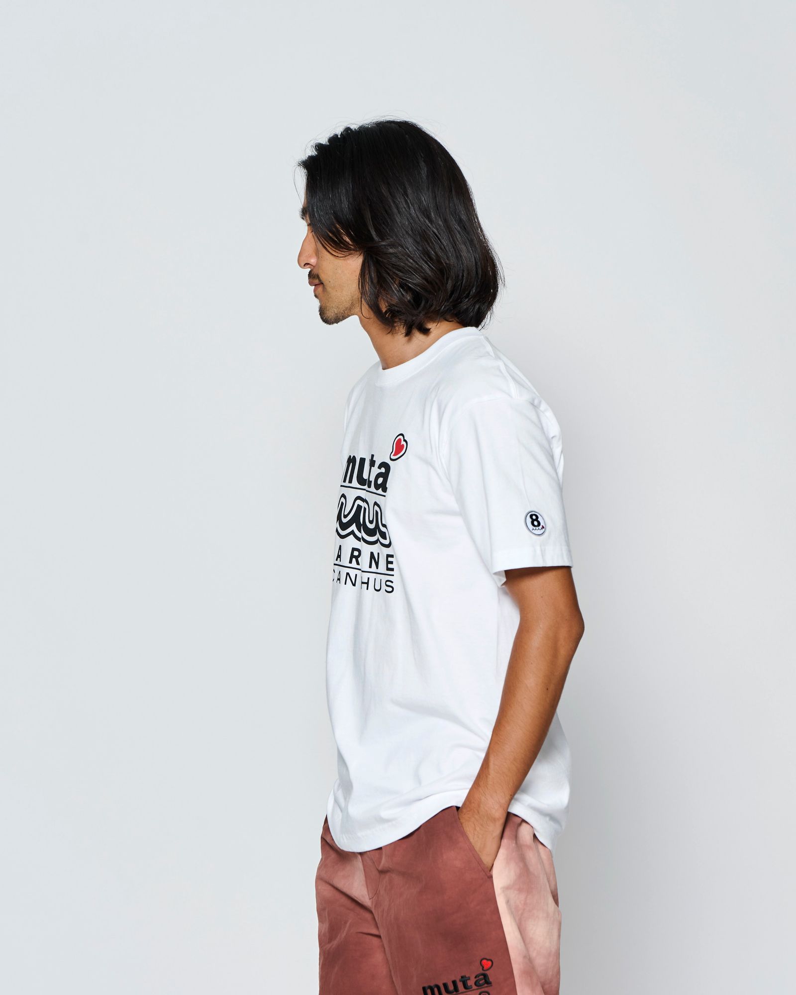 ☆先行予約☆muta MARINE × ACANTHUS  / Wネームロゴ半袖Tシャツ /  W-name logo S/S tee / WHITE【MA2728】