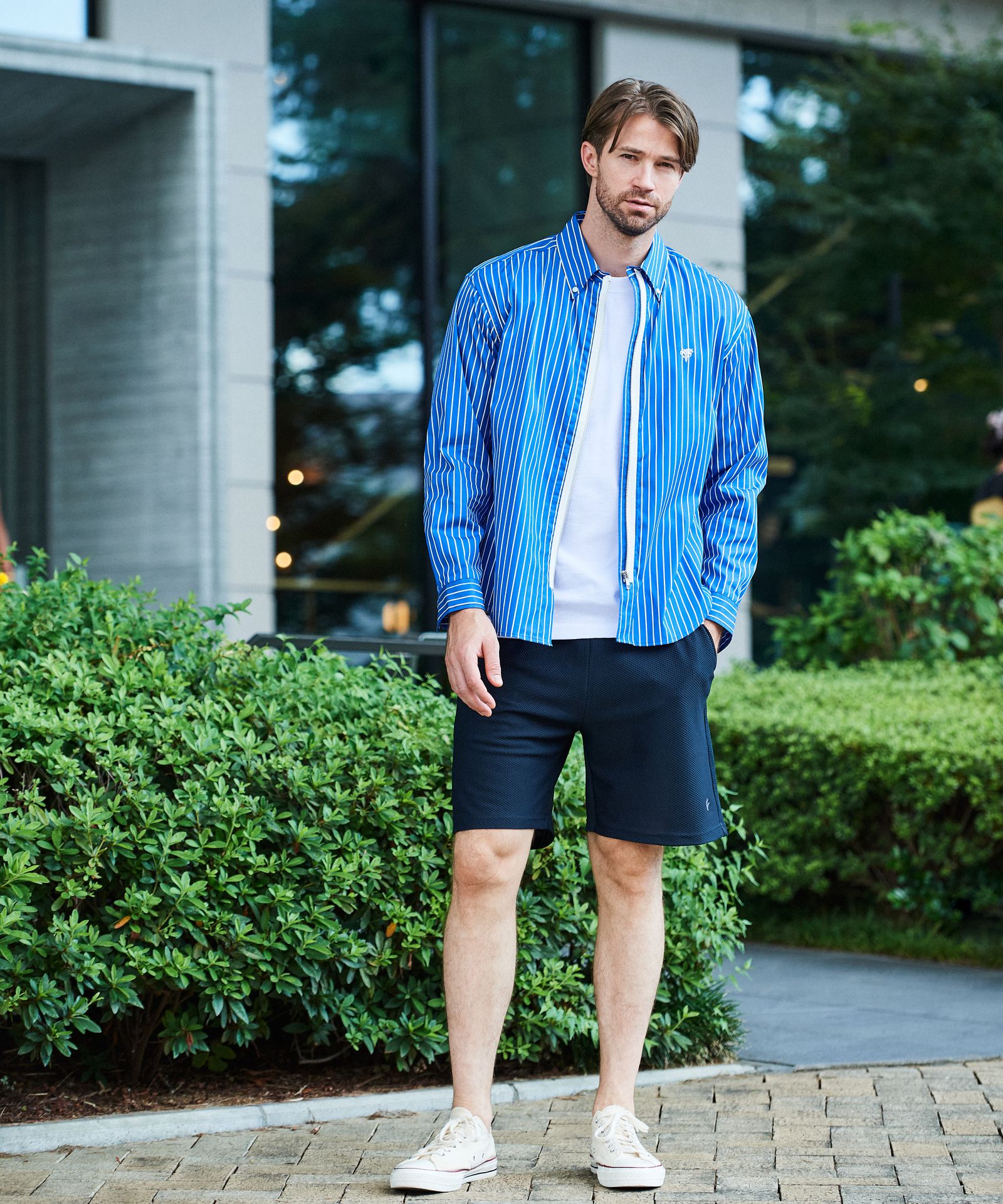 Remake Zip Up Shirt / リメイクジップシャツ / BLUE STRIPE【SH2501】