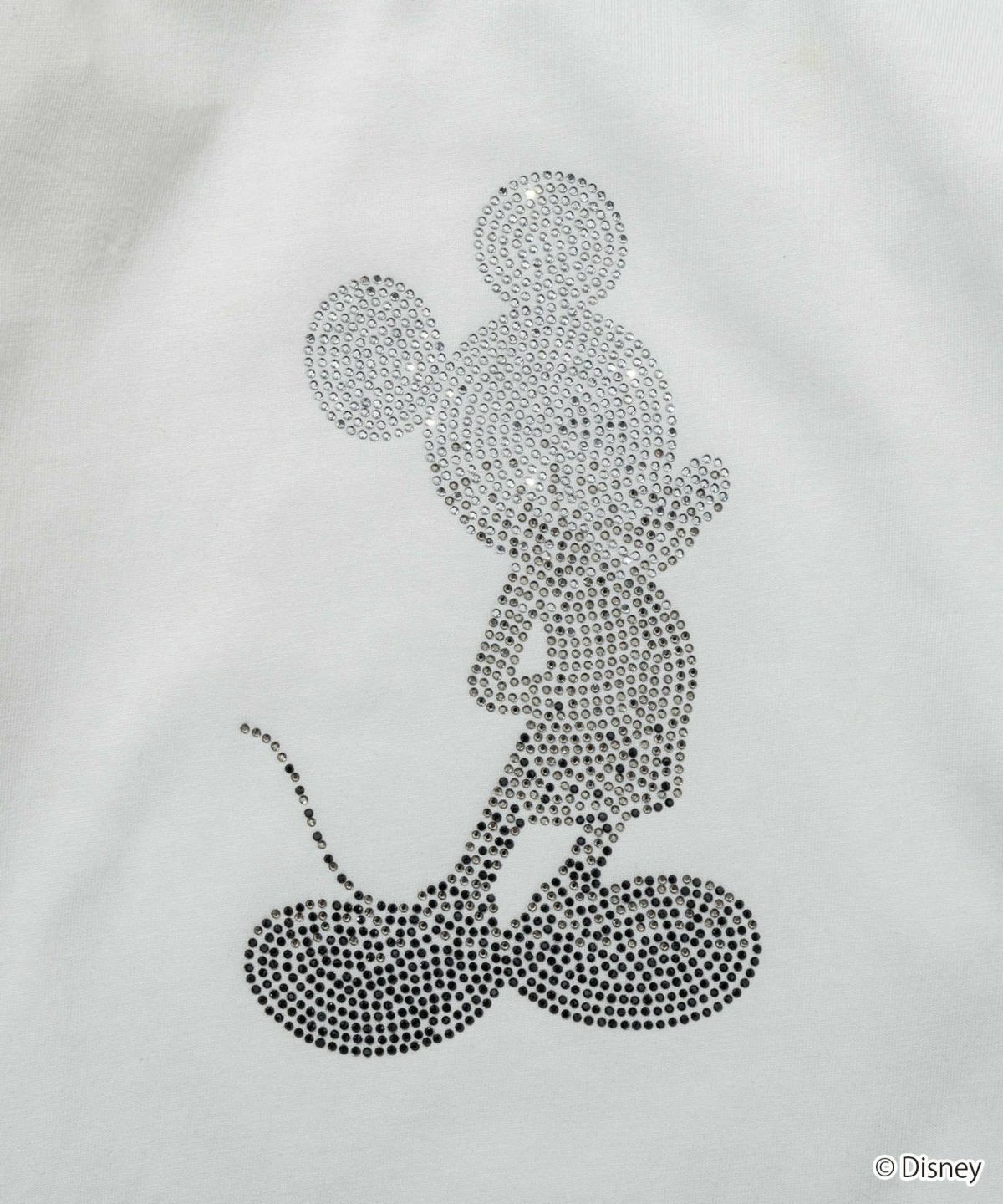 【ミッキーマウス】グラデーションラインストーンロングTシャツ / ホワイト【UST-25142】