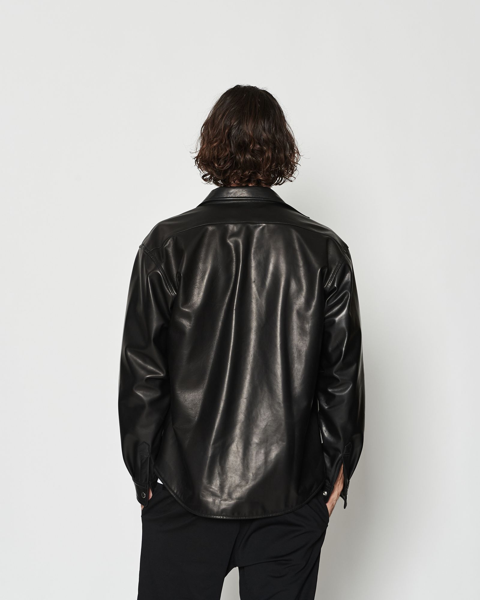 ☆先行予約☆レザージップシャツジャケット /  Leather Zip Shirt Jacket / BLACK【L2601】