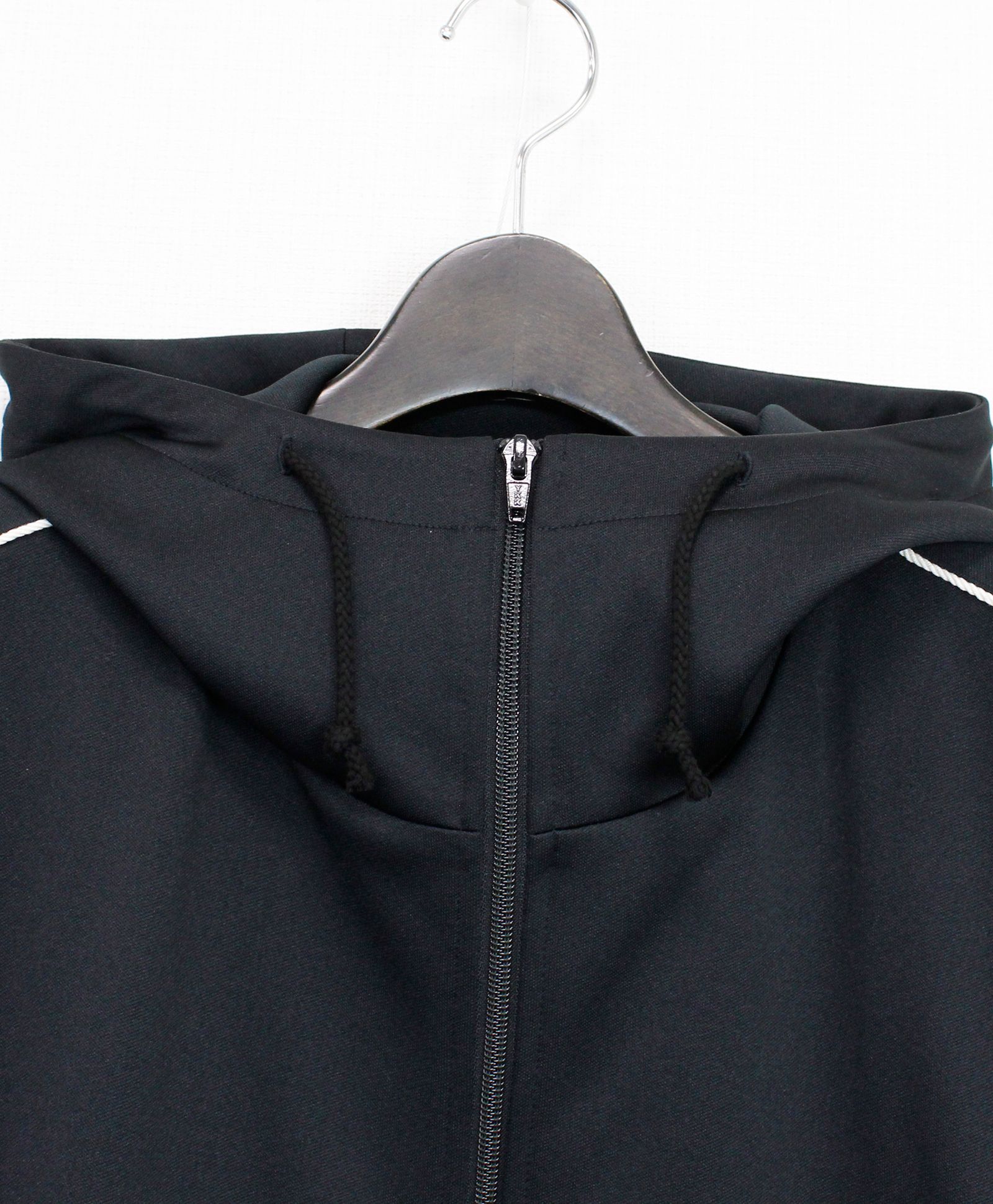 Ground Y - POLYESTER SMOOTH HOODED TRACK JACKET / BLACK [GP