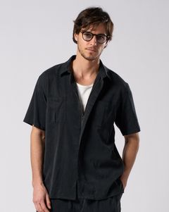☆先行予約☆ フロントジップハーフスリーブシャツ /  front-zip shirt H/S / BLACK [4906 cu01i]