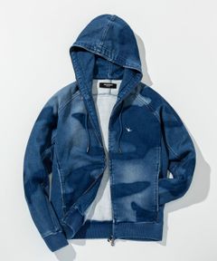 カモ柄ジョグデニムパーカー / インディゴ【USO-26060】