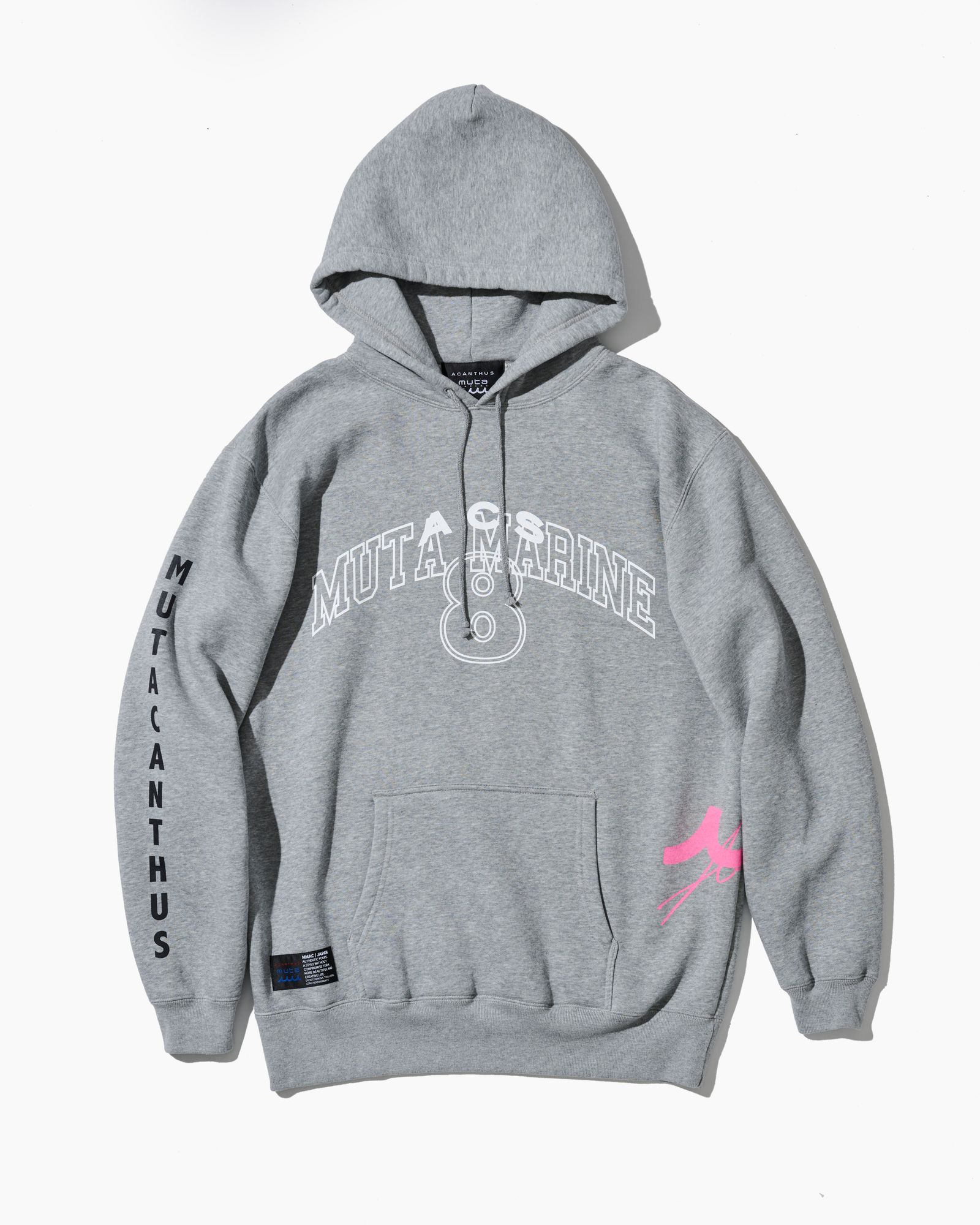 ☆先行予約☆ muta MARINE × ACANTHUS / テストプリントフーディー /パーカー / Test Print Hooded Sweatshirt / GREY 【MA2656】