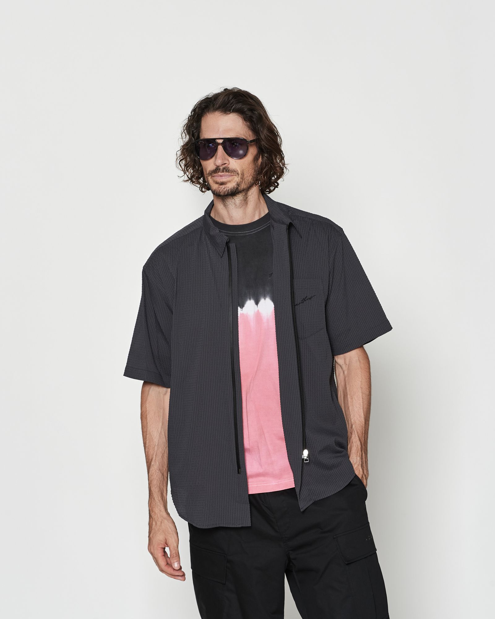 ☆先行予約☆ Dot Air®ジップアップショートスリーブシャツ / Dot Air® Zip Up S/S Shirt / CHARCOAL【SH2601】