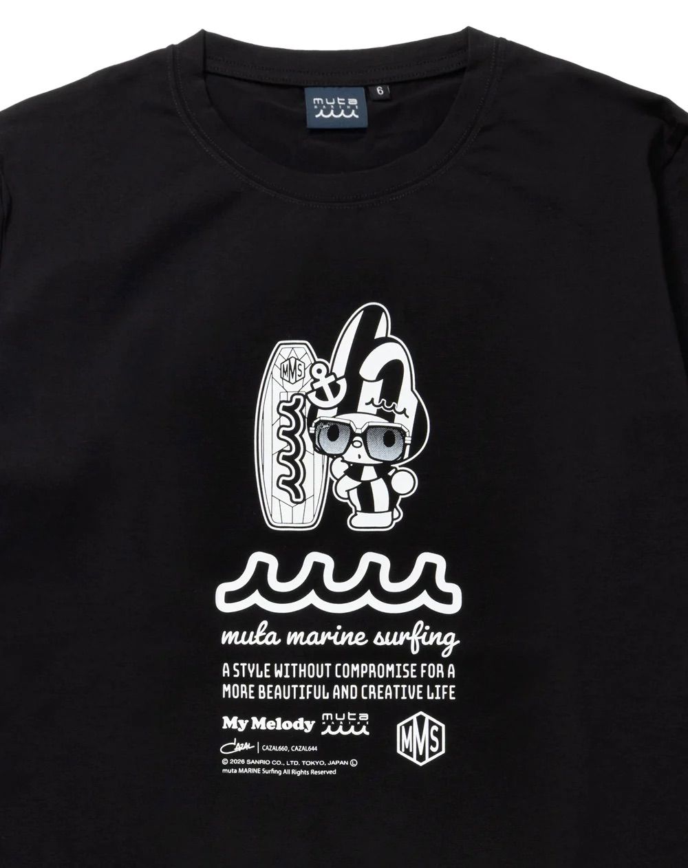 My Melody × muta MARINE SURFING ストレッチロングスリーブTシャツ / ブラック [MMMP-434771] ⭐︎3月5日より随時出荷⭐︎