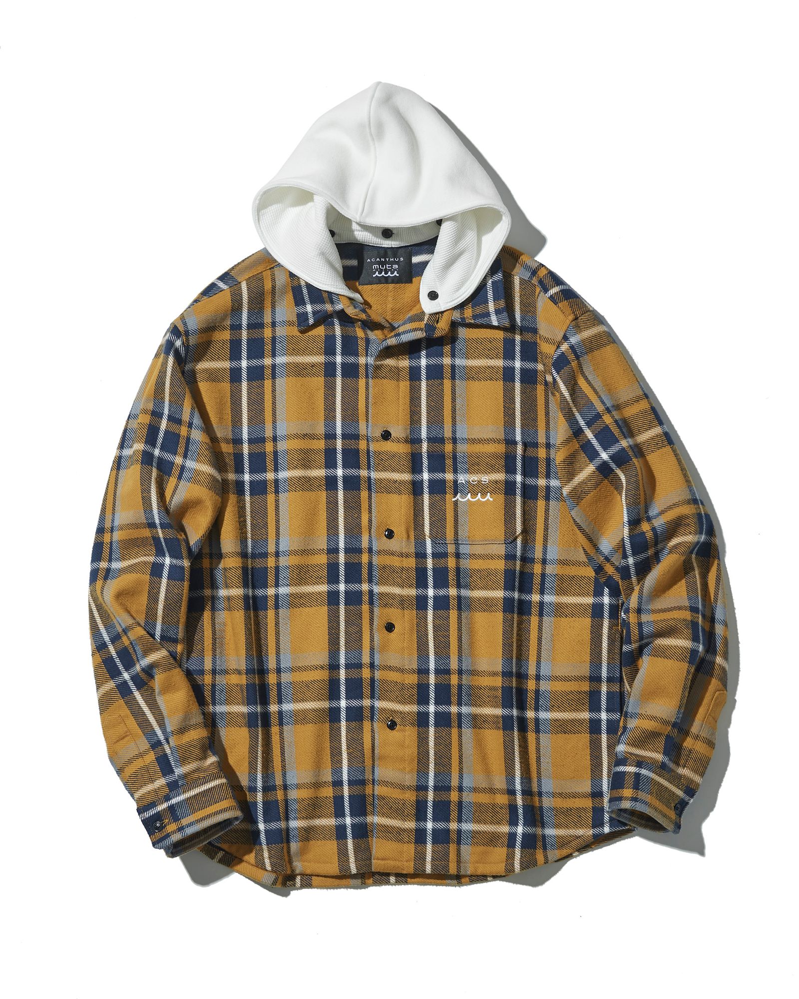 ☆先行予約販売2025年8月下旬～9月下旬頃入荷予定☆ ACANTHUS × muta MARINE / muta Hooded Flannel Shirts / シャツジャケット / YELLOW 【MA2532】