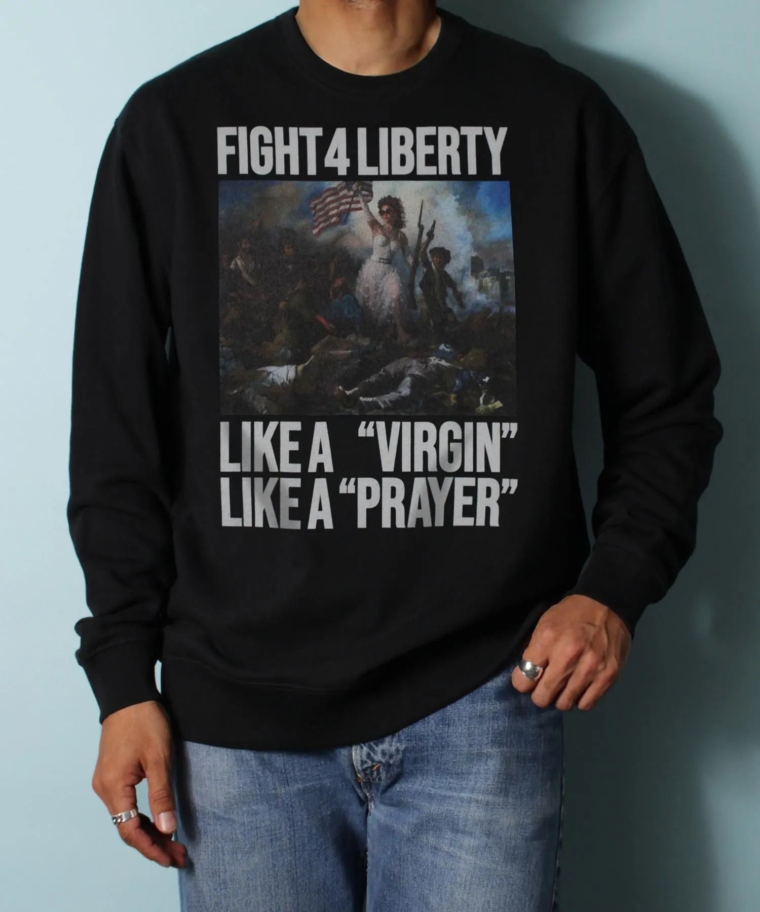 [Liberty Leading the People] ライト・スウェット・クルーネック / トレーナー / BLACK [263424MD]