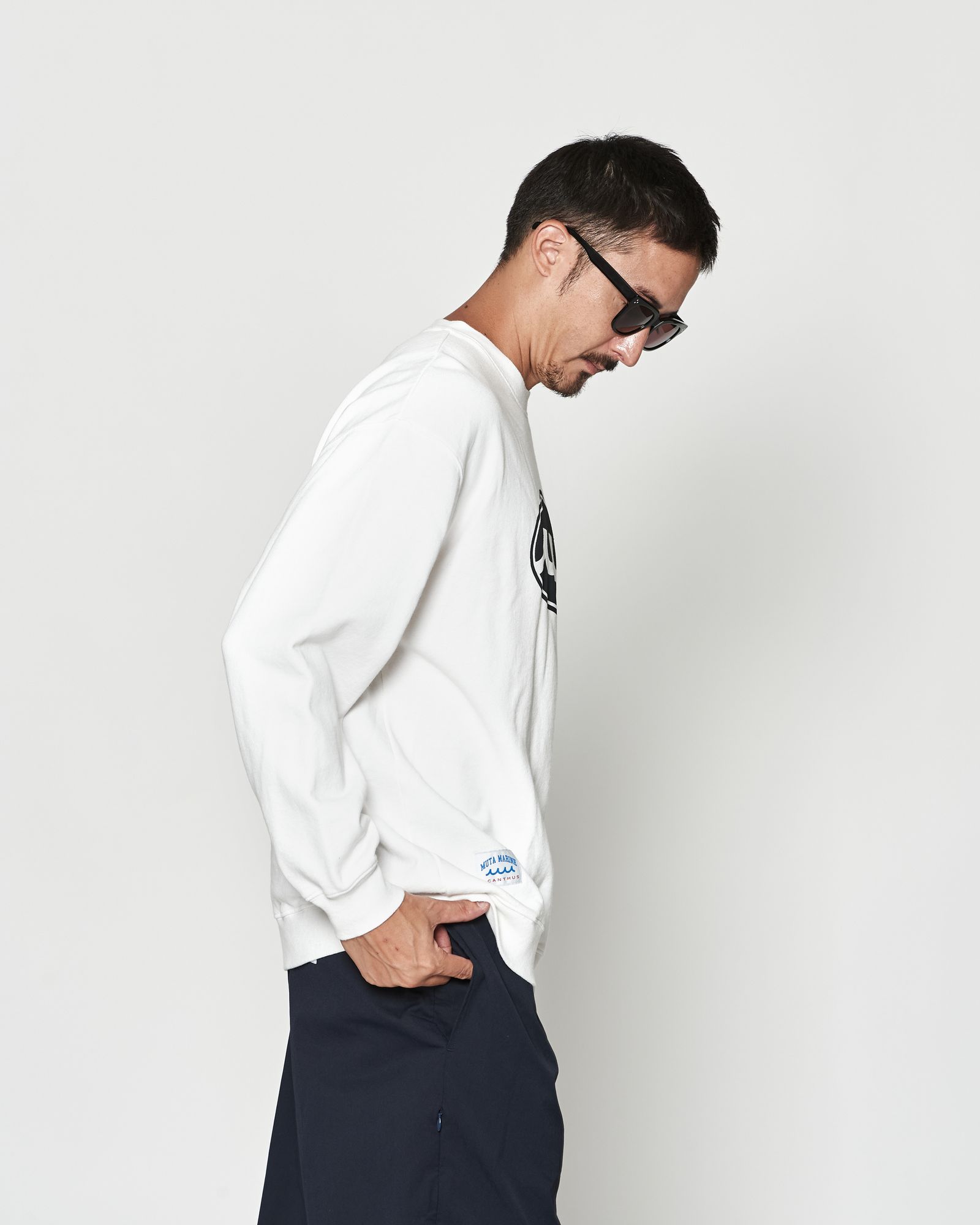 ☆先行予約☆muta MARINE × ACANTHUS  / エイジングサークルロゴクルーネックスウェット / Aging Circle Logo Crewneck / WHITE 【MA2611】
