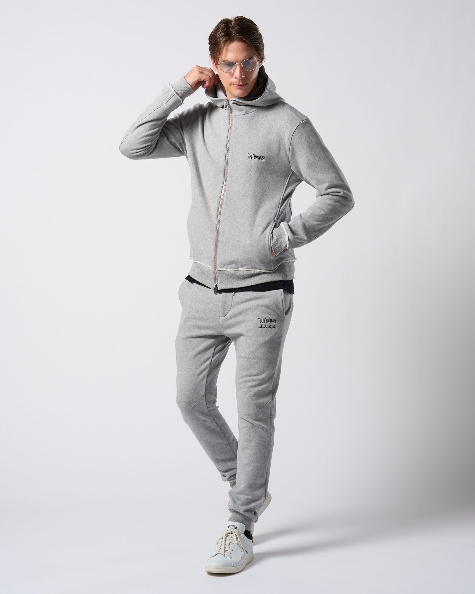☆先行予約☆ muta × wjk  / 高密度ストレッチ裏毛リブスウェットパンツ / super urake zip-up parka / T.GRAY [206 mw07j]