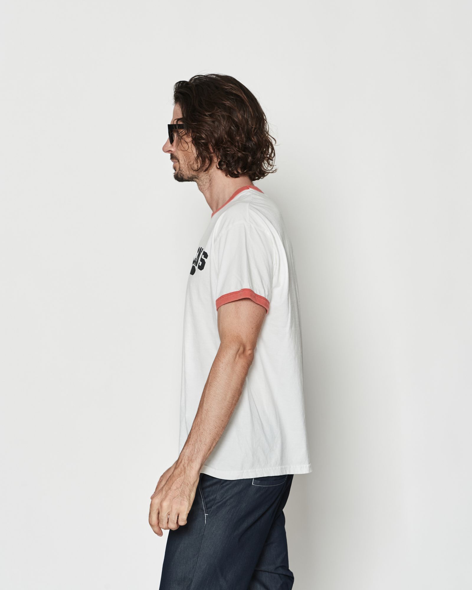 ☆先行予約☆ カレッジロゴリンガーTシャツ  / Aging College Logo Ringer Tee / WHITE RED【CT2607】