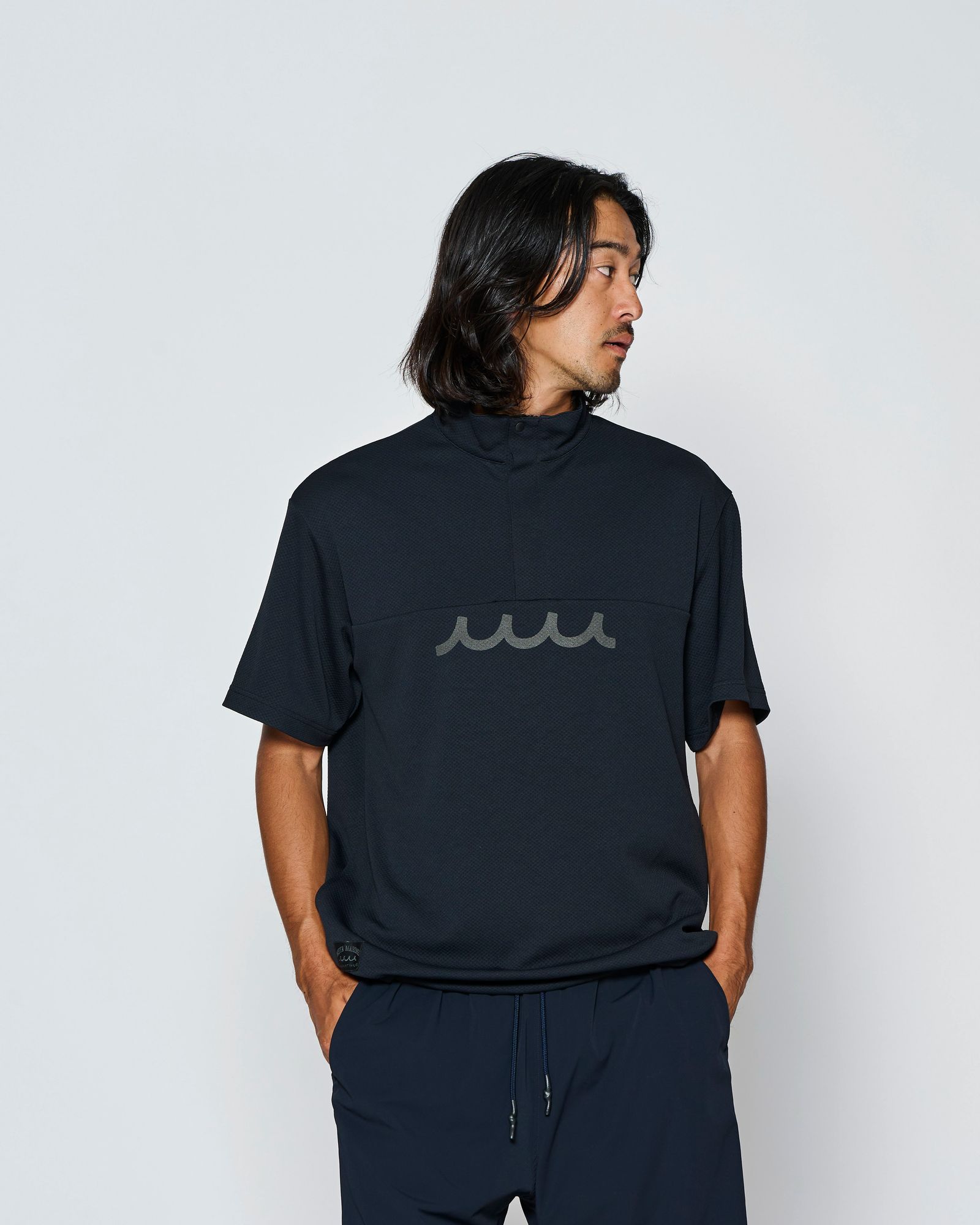 ☆先行予約☆muta MARINE × ACANTHUS  / スタンドカラーS/Sトップ /  Stand Collor S/S Top / BLACK【MA2709】