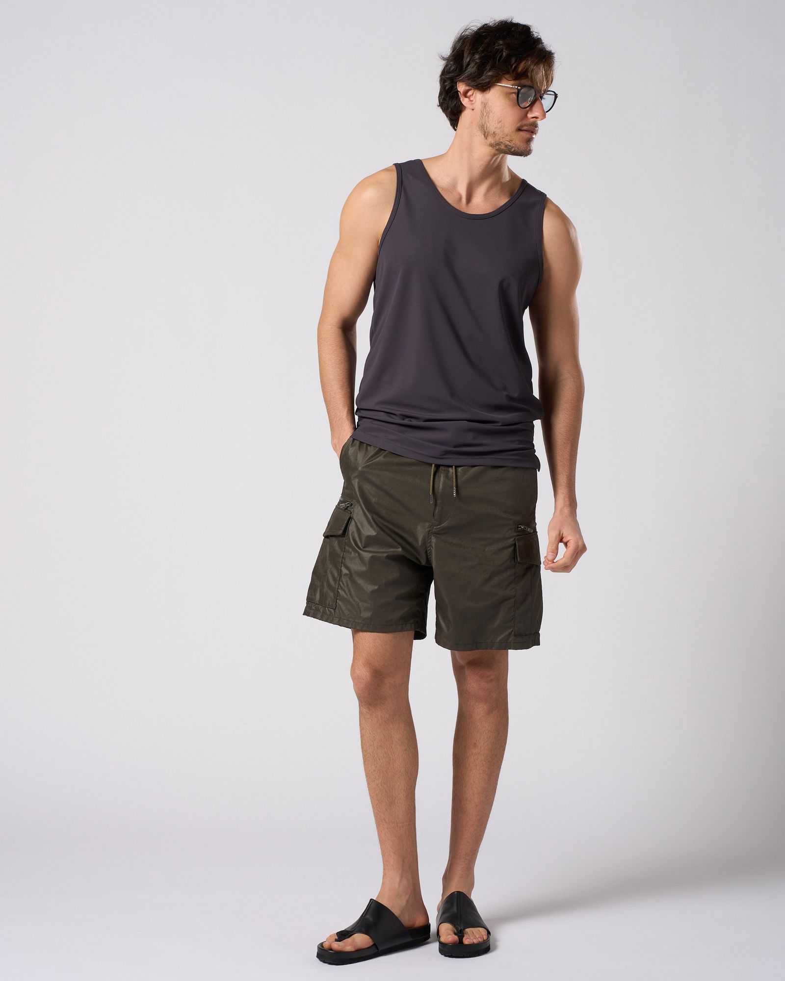 ☆先行予約☆ カーゴショーツ / solid cargo shorts / KHAKI [5220 pe52i]