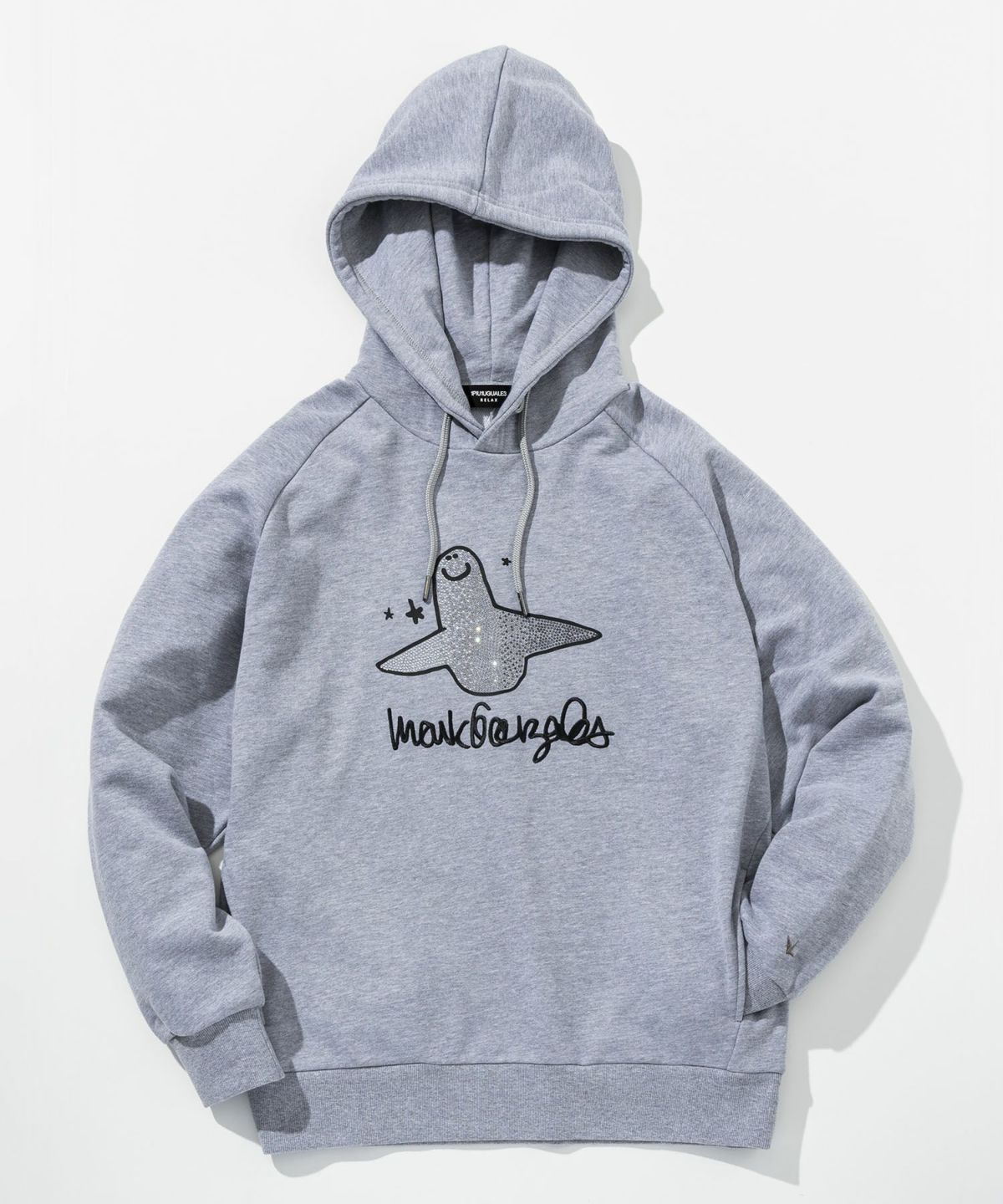 1PIU1UGUALE3 RELAX × Mark Gonzales / グラデーションラインストーンフーディー / パーカー / グレー【UST-26015】