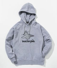 1PIU1UGUALE3 RELAX × Mark Gonzales / グラデーションラインストーンフーディー / パーカー / グレー【UST-26015】