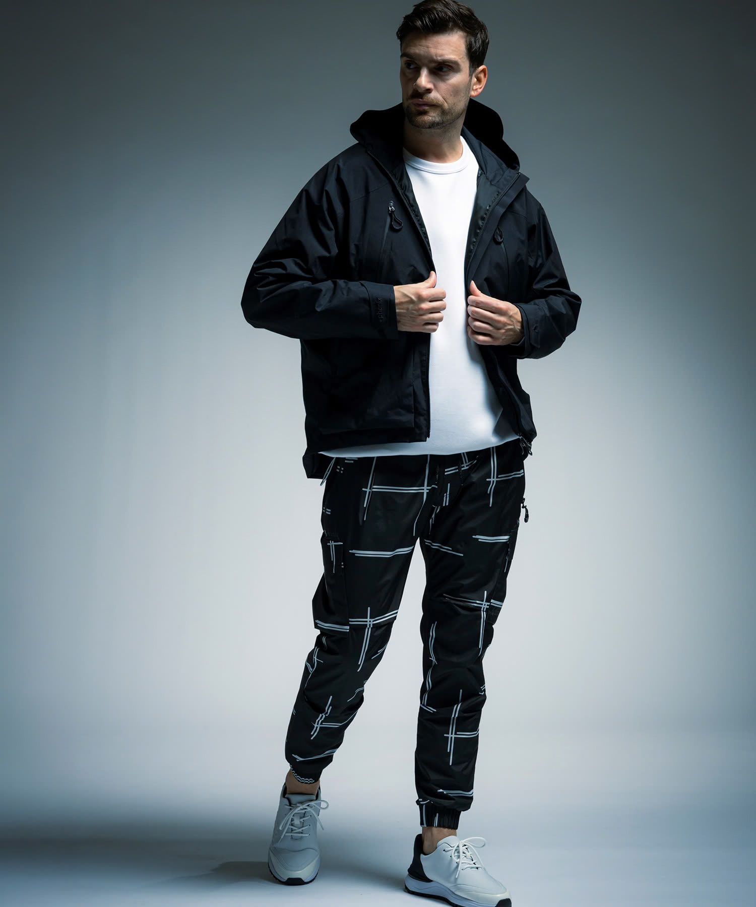 ☆先行予約☆1PIU1UGUALE3 RELAX × +phenix / ルーズカーゴパンツ / WINDSTOPPER プロダクト by GORE-TEX LABS /ウィンドストッパー / ゴアテックス / ブラック×ホワイト【USB-26132】