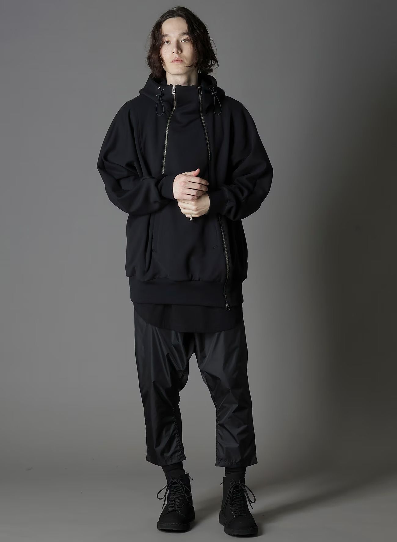 ULTIMA HEAVY FLEECE INVERTED V HOODIE SLIM / BLACK [GJ-T19-032-2]