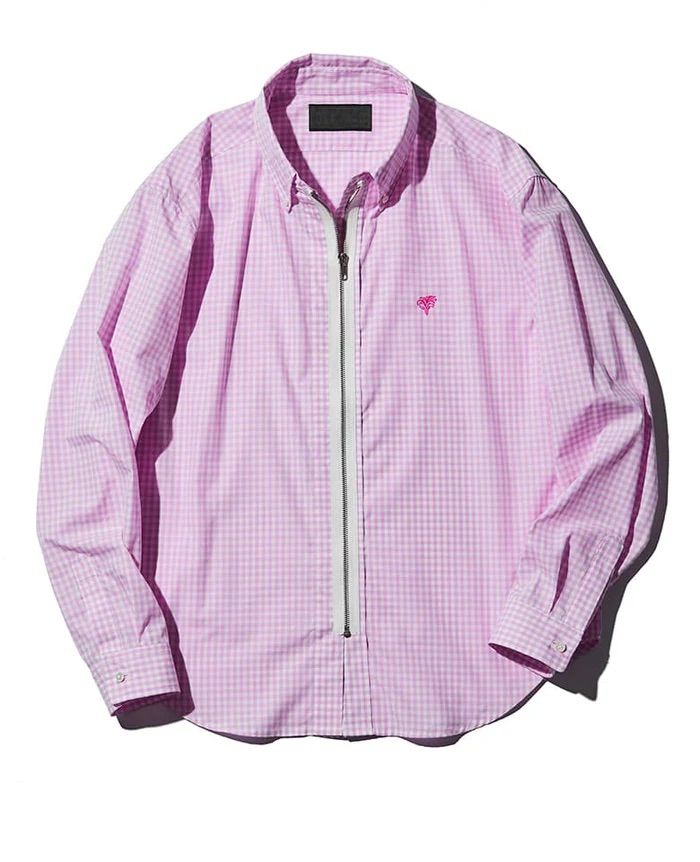 Remake Zip Shirt / リメイク ジップ B.D シャツ / PINK【SH2463】