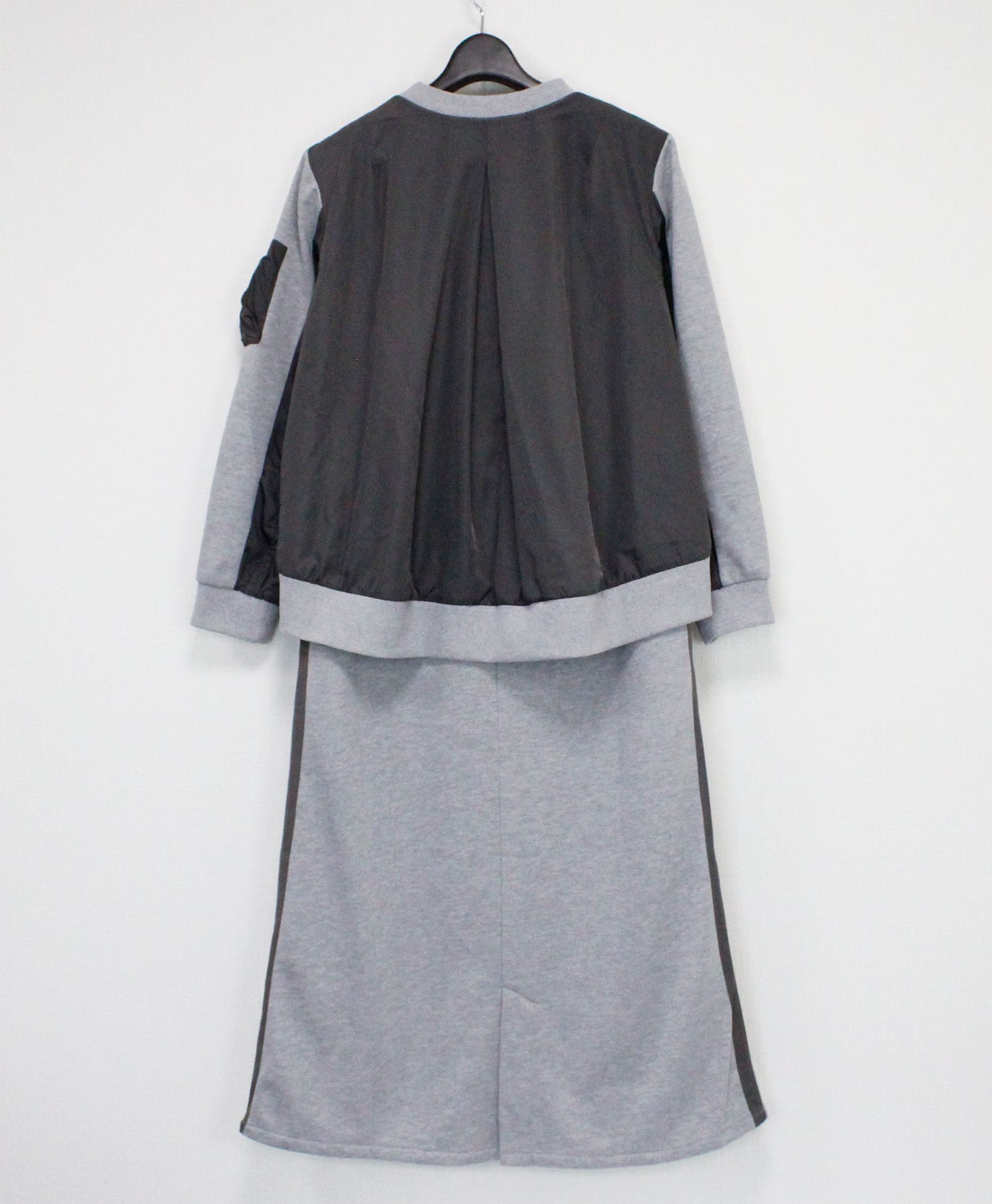裏毛ミリタリーデザイン切替 L/S ワンピース /  グレー [bc609305]